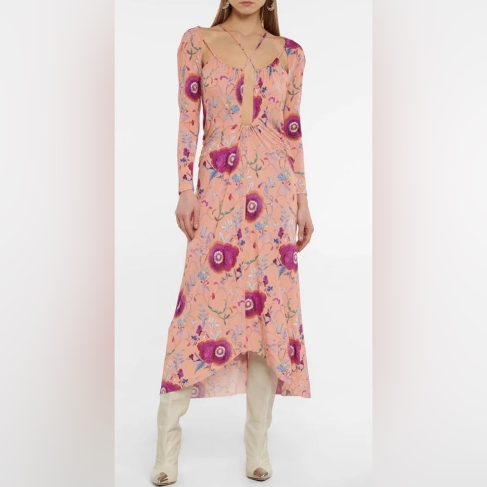 NWT Isabel Marant Jadessi Floral-Print Strappy Cutout Midi Dress Size 40 US 10 - Picture 3 of 11
